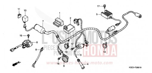 KABELBAUM/ ZUENDSPULE (CL/DK/ED/U) XR250RT de 1996